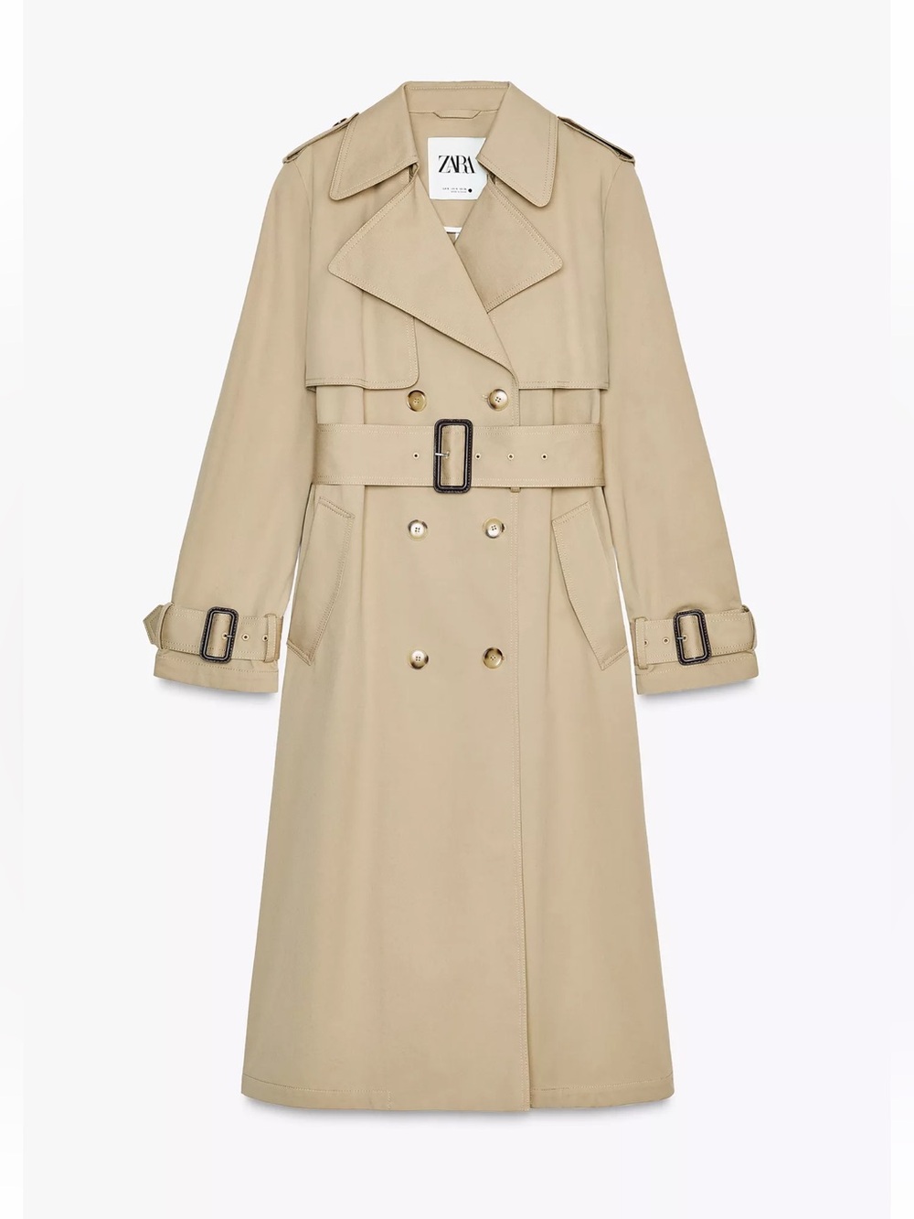 ZARA Water Repellent Trench Coat Taupe Brown Size S